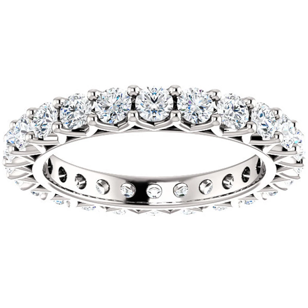 2 Ct Diamond Eternity Ring 14k White Gold Womens Stackable Wedding Band (G-H, I1)