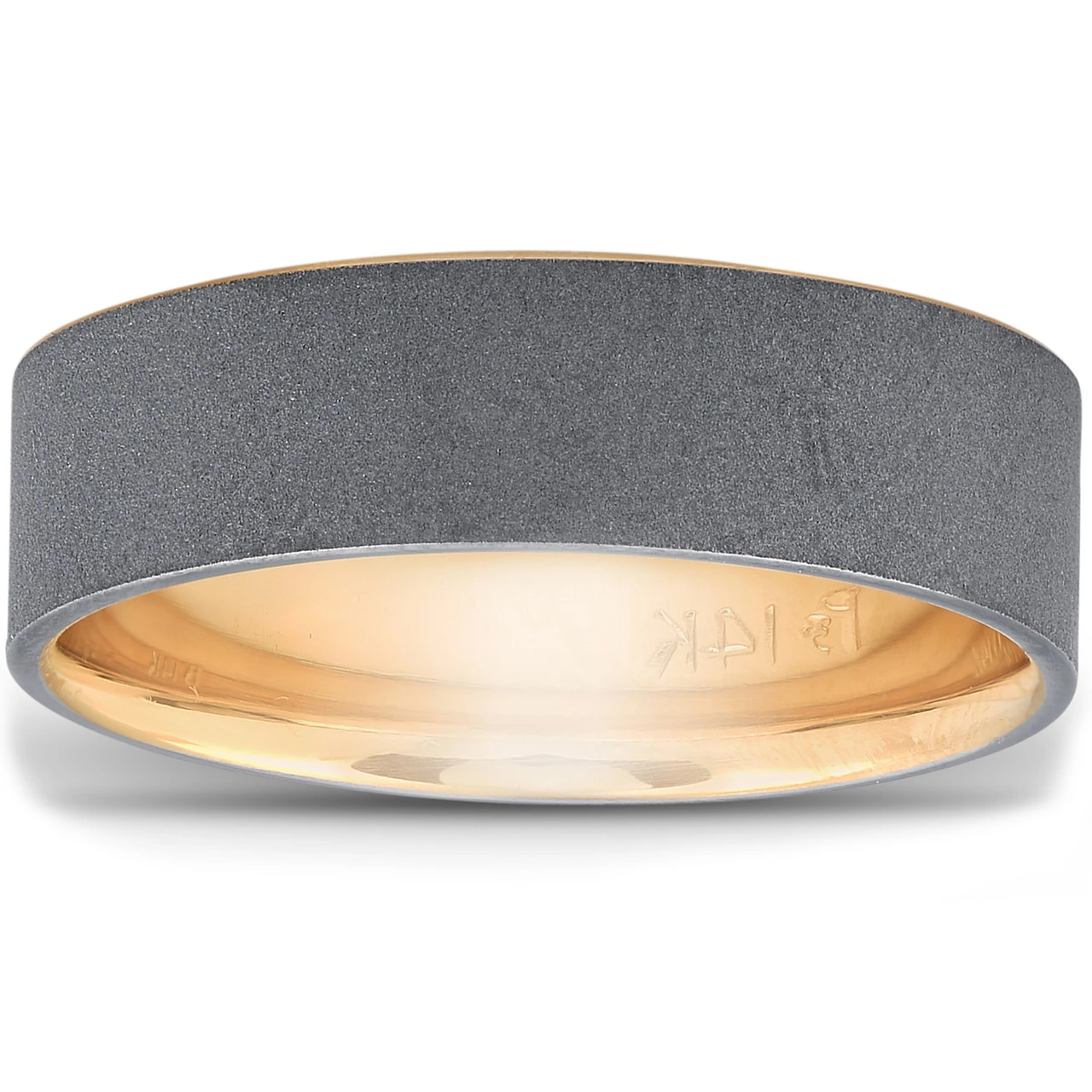 14k Yellow & Black Gold Mens Satin Finish Flat Comfort Fit Wedding Band