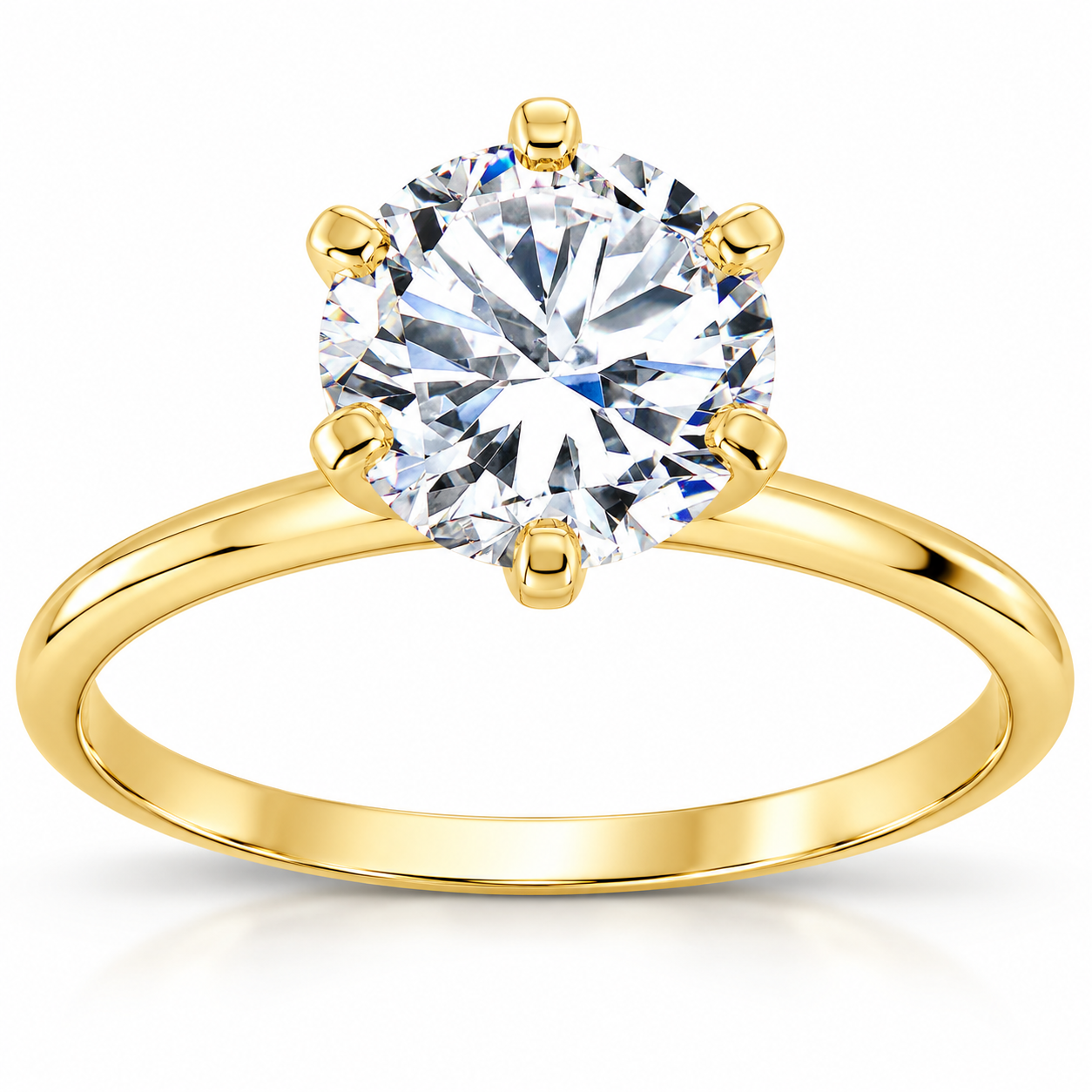 2 Ct Round Solitaire Diamond Engagement Ring 14k Yellow Gold (H-I, I1)
