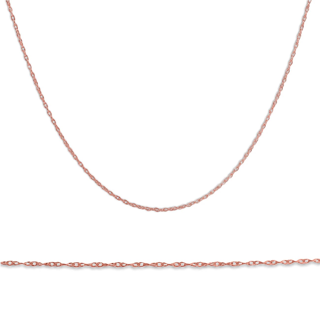 Solid 14k Rose Gold 18" Chain With Spring Ring .5MM