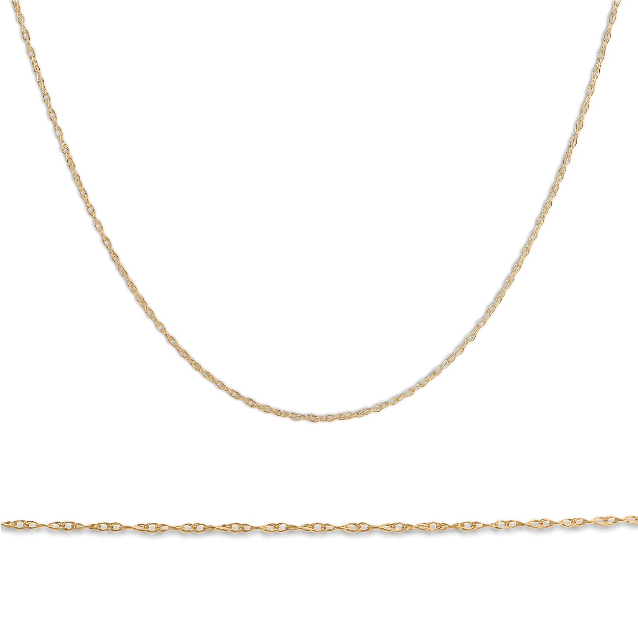 Solid 10k Yellow Gold 18" Dainty Chain With Spring Ring