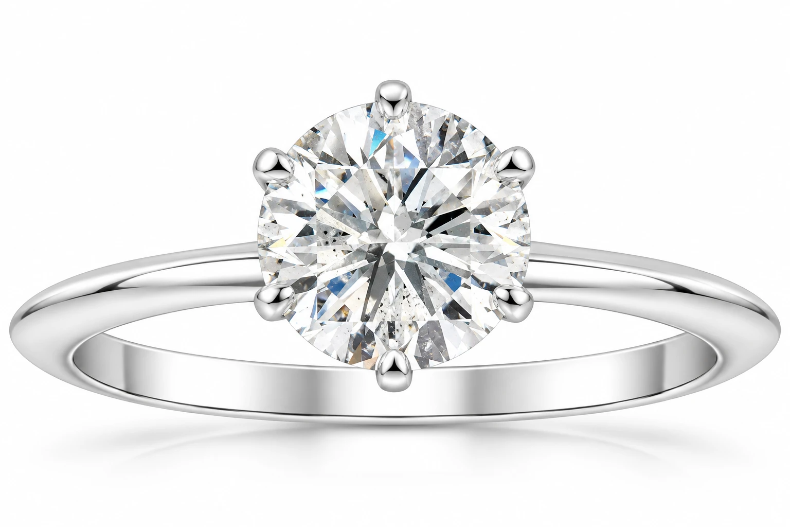 1 ct Round Diamond Solitaire Engagement Ring 14K White Gold (I-J, I2-I3)