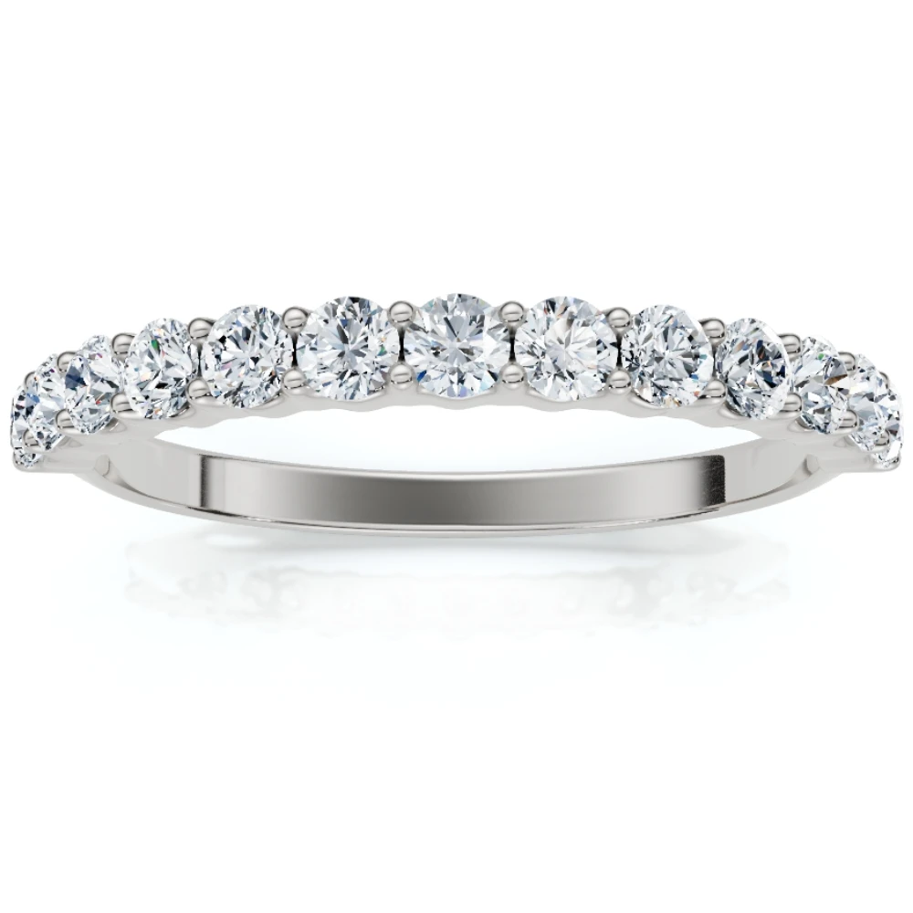 1/2 Ct TDW Diamond Wedding Ring Stackable Womens Anniversary Band 14k White Gold (G-H, I1)