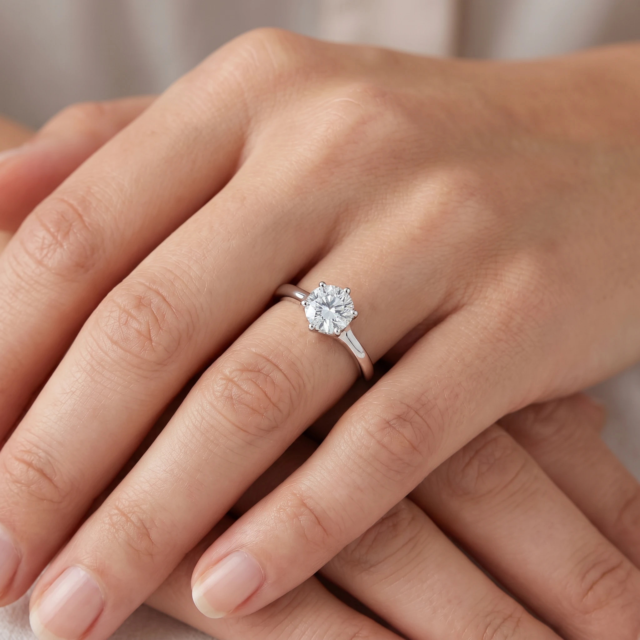 1/2 Ct Diamond Solitaire Engagement Ring 6-Prong 14k White Gold (H-I, I1)
