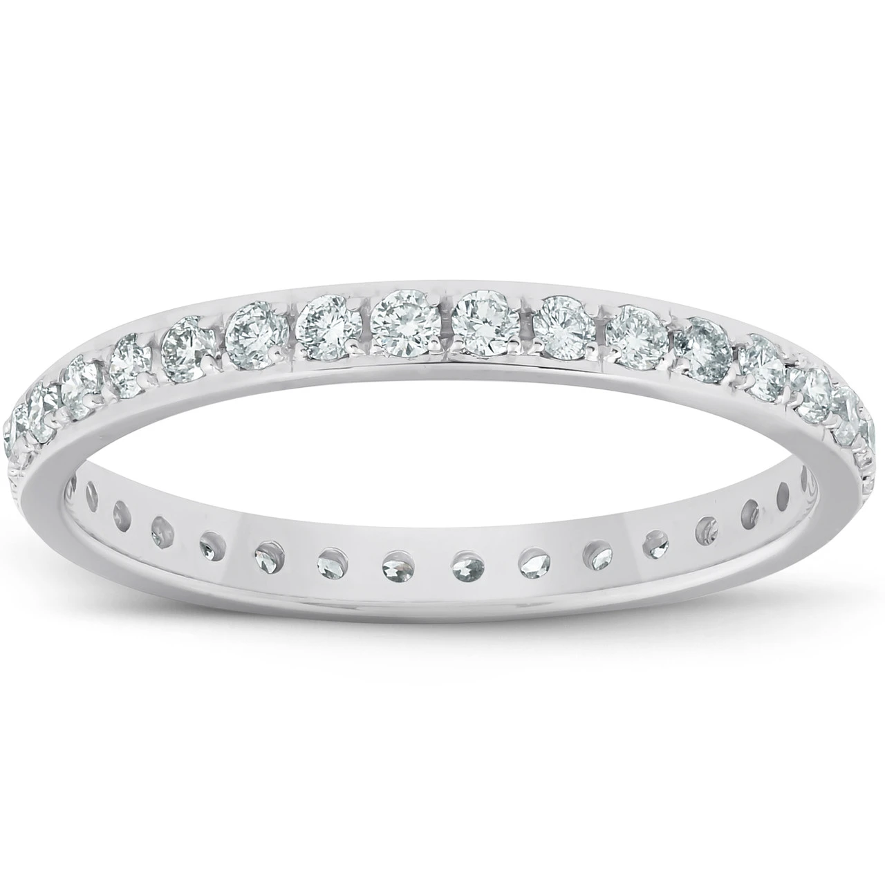 1/2ct Diamond Wedding Ring Womens Eternity Band 10k White Gold (I-J, I2-I3)