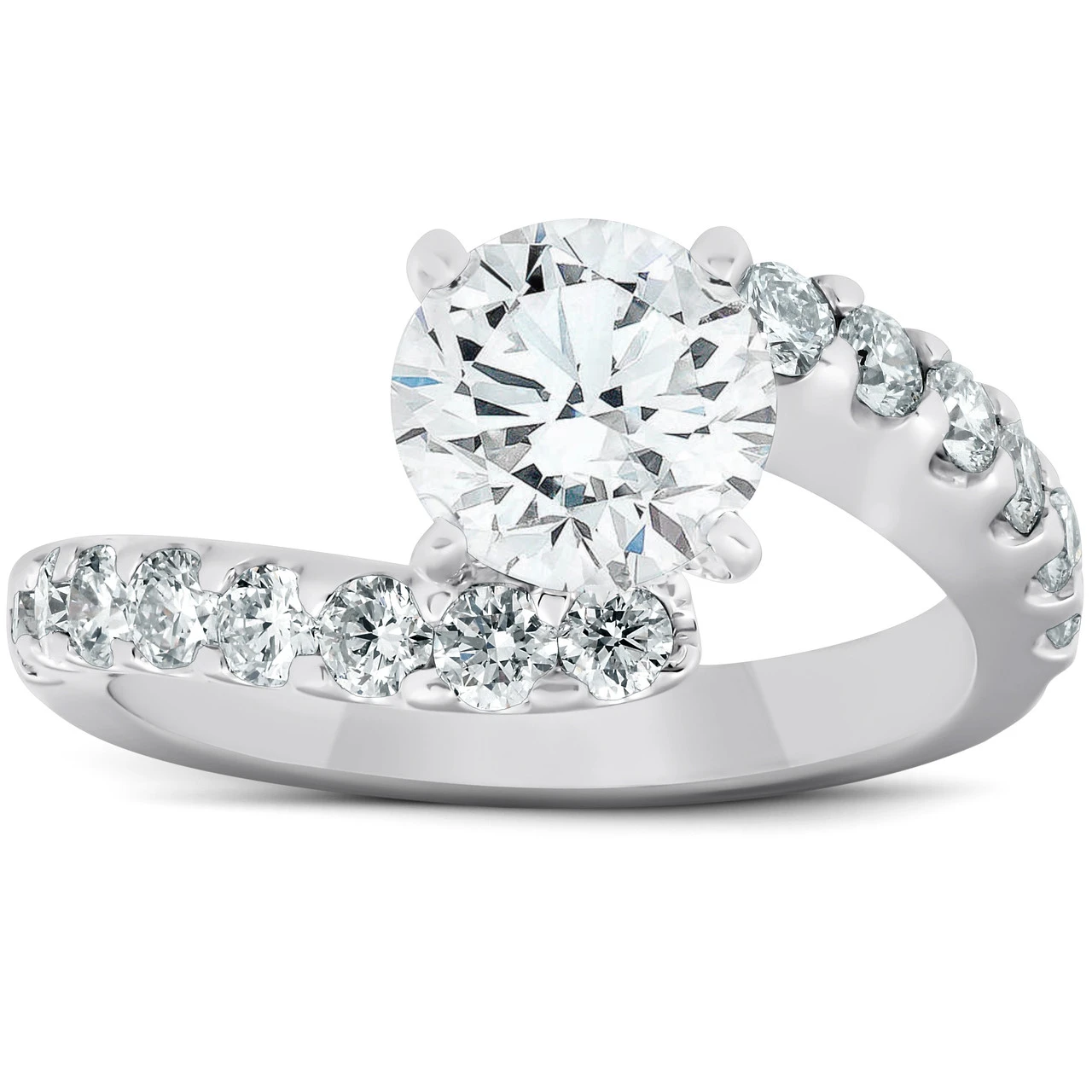 Certified 3 Ct Diamond Engagement Ring Twisted Band 14k White Gold Lab Grown (G-H, VS2-SI1)