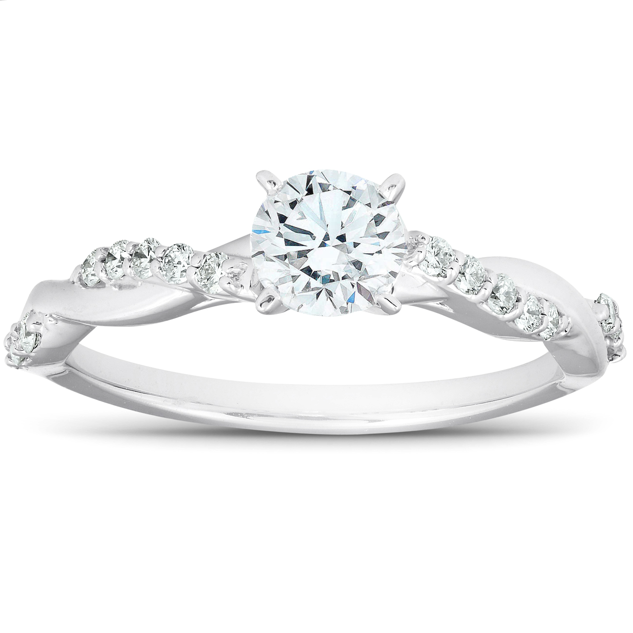 1/2Ct Diamond Infinity Engagement Ring Womens 14k White Gold Interwoven Band (H-I, I1)