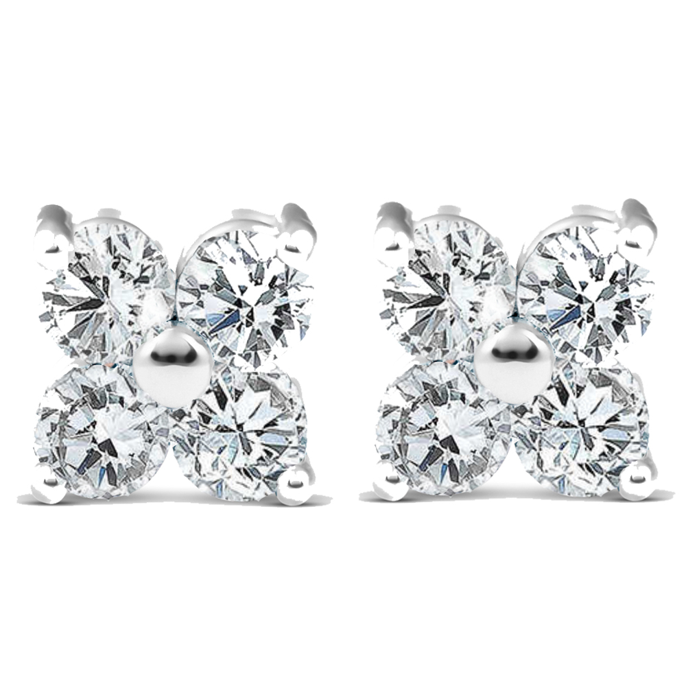1/2ct Diamond Eight-Stone Studs 14K White Gold (G-H, SI)