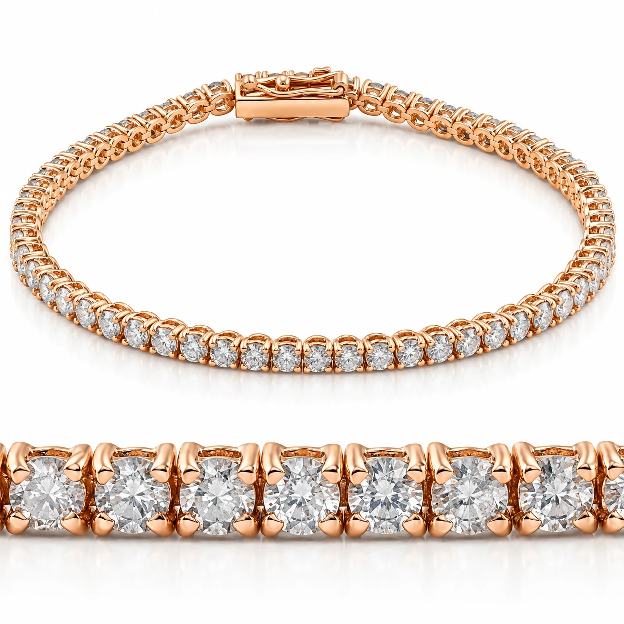 4ct Diamond Tennis Bracelet 14K Rose Gold 7" (G-H, I2-I3)