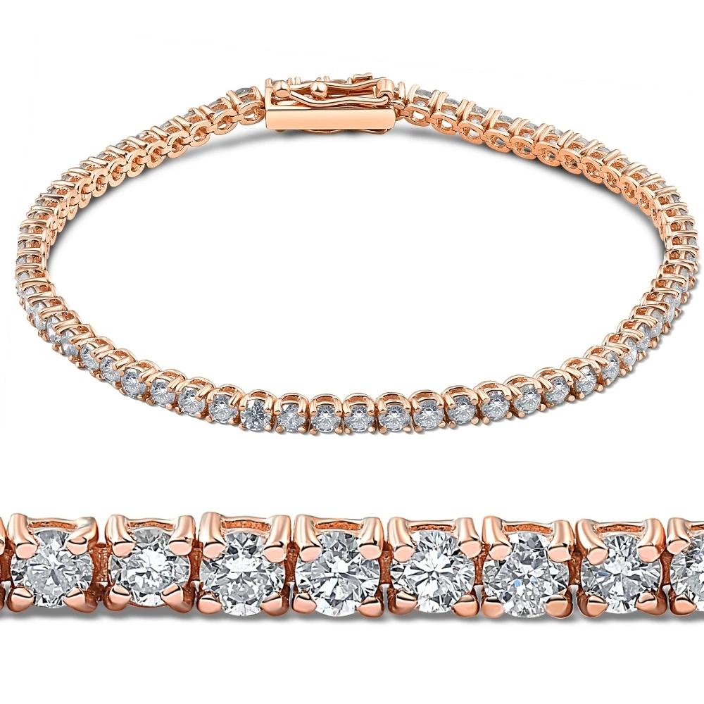 4ct Diamond Tennis Bracelet 14K Rose Gold 7" (G-H, I2-I3)