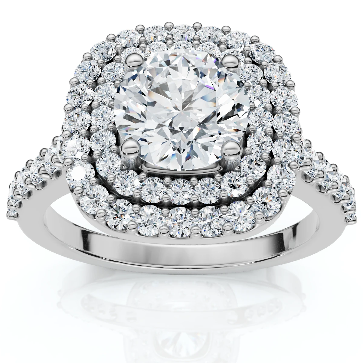 2 1/4 Ct Diamond Cushion Halo Engagement Ring 14k White Gold Lab grown (G-H, VS)