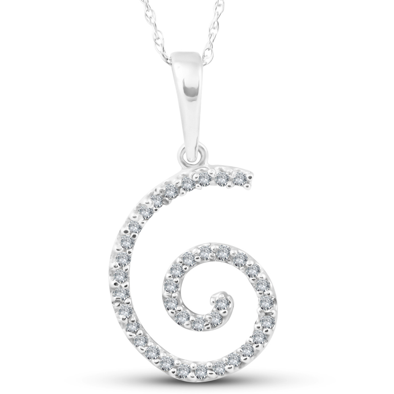 Diamond Spiral Pendant Necklace 