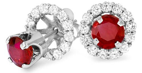 ruby and diamond halo earrings