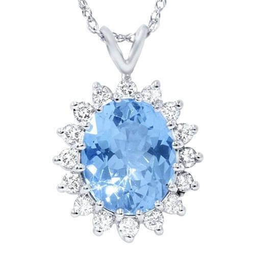 topaz and diamond pendant in white gold