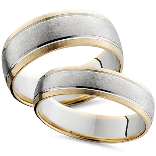 two-tone his and hers bands