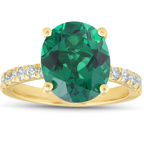 Emerald & Diamond 3/8 ct Ring 14k Yellow Gold (G-H, VS)