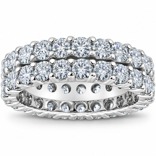 3 1/2 ct Diamond Double Row Eternity Ring Womens Wedding Band 14k White ...