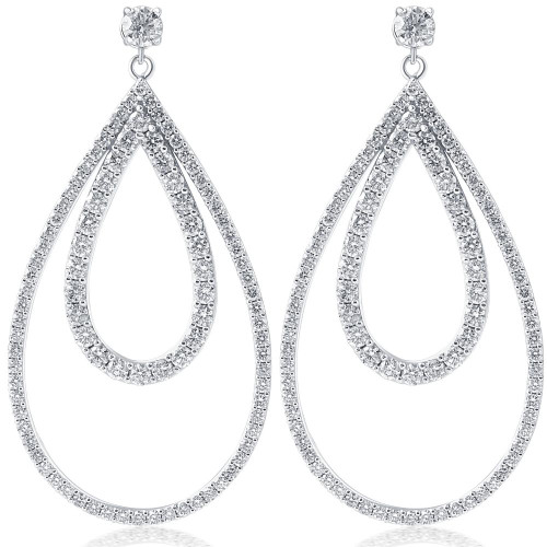 5 Ct Pear Shape Dangle Lab Grown Diamond Large Earrings White Gold 2