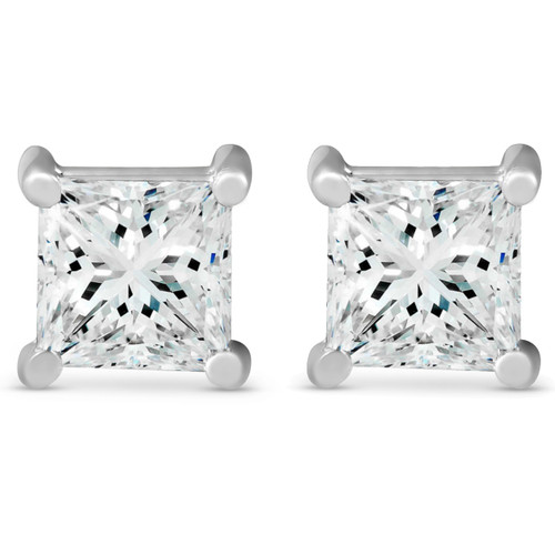 3/8 Ct TDW 14k White Gold Lab Created Diamond Studs Screw Back Earrings