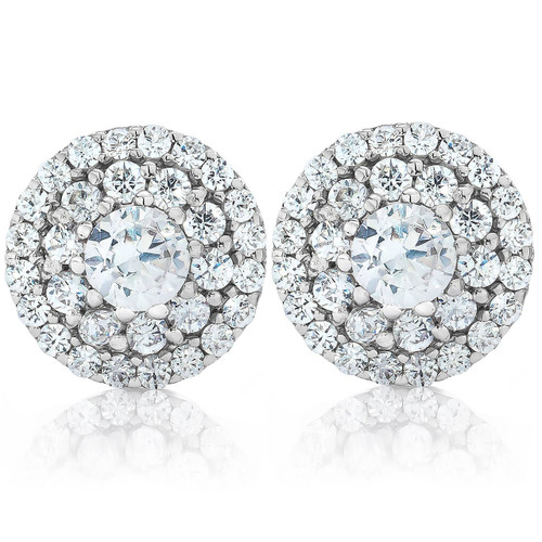 14Kw Round Diamond Stud Earrings 2.00 CT TW Screw Back - Beryl Jewelers