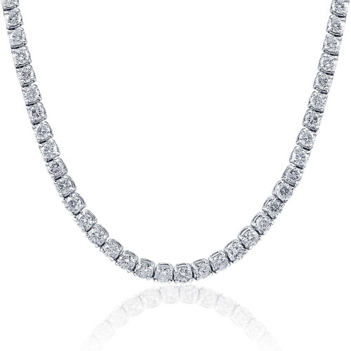 33 Ct Round-Cut Diamond Tennis Necklace 14K White Gold 18