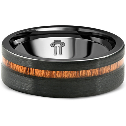 Brushed Tungsten and Genuine Wood 8mm Wedding Band &mdash; Pompeii3