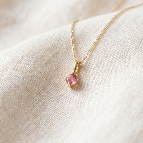 1/4Ct Pink Diamond Solitaire Pendant 14k Yellow Gold 18