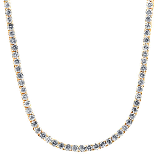 43.50Ct Natural Diamond Men's Tennis Necklace Solid 14K Yellow Gold 24"