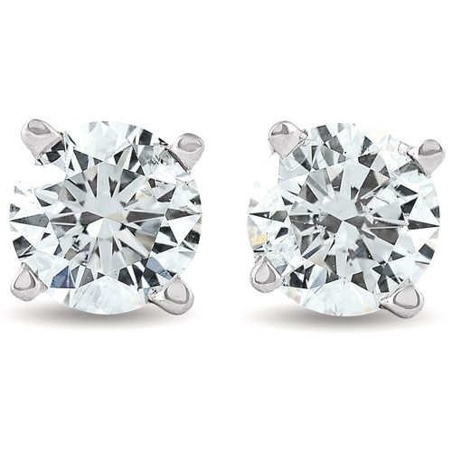 Diamond Stud Earrings, .30 Carat Total, H/I-SI2, 14K White Gold