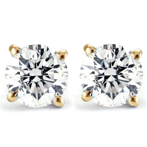 6.00CT Round Diamond Studs 14k Yellow Gold Lab Grown Screw Back Earrings