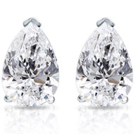 2 Ct Lab Grown Pear Shape Diamond Studs 14k White Gold Earrings (G-H, VS)