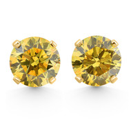 .40 - 1.00 Ct TW Fancy Yellow Round Diamond Studs in 14k Gold Lab Grown Earrings (, VS)