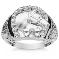 Men's Pinkie Horse Lucky Diamond Ring Gold Lab Grown (F-G, VS)