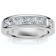 2Ct TW Men's Princess Cut Diamond Channel Set Wedding Ring Gold Lab Grown (F-G, VS)