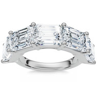 5.10Ct Emerald Cut Diamond 5 Stone Wedding Anniversary Ring 14k Gold Lab Grown (F-G, VS)