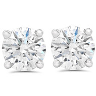 Certified 2Ct TW Diamond Studs Screw Back 14k White Gold Lab Grown (G-H, VS)
