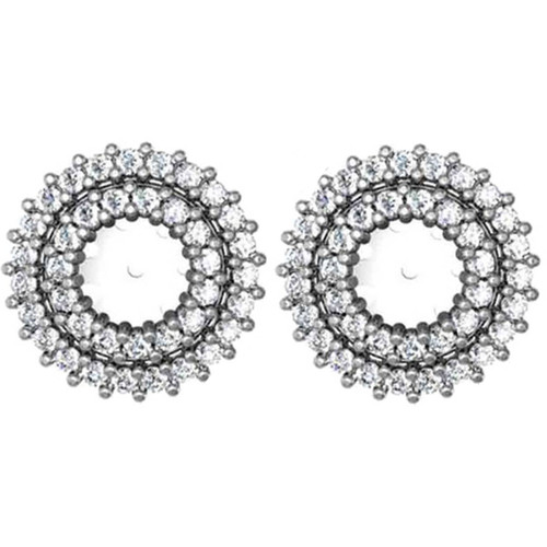 7/8ct Diamond Earring Studs Double Halo Jackets 14K White Gold (5-5.5mm)