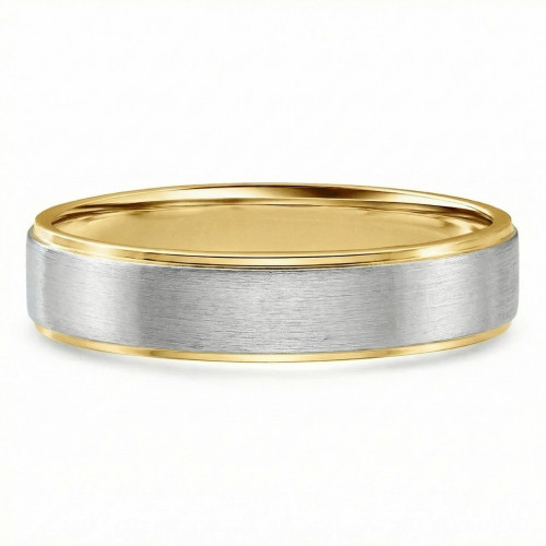 Mens brushed two-tone 14k gold wedding band from Pompeii3