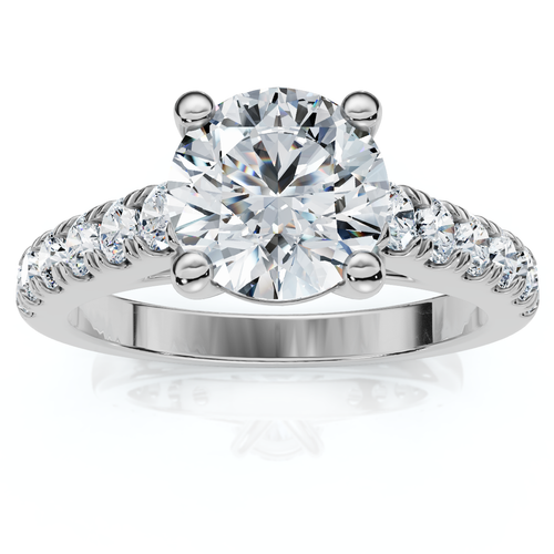 1/2 ct Diamond Solitaire With Accents Round Engagement Ring 14k White Gold