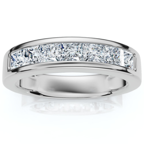 1 1/2 Ct Lab Grown Princess Cut Men's Channel Set Diamond Wedding
