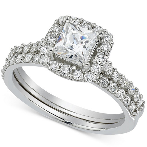 1.50 Ct Princess Cut Diamond 14K White Gold Women's Bridal Engagement Ring Set 1.50 Ct Princess Cut Diamond 14K White Gold Women's Bridal Engagement Ring Set