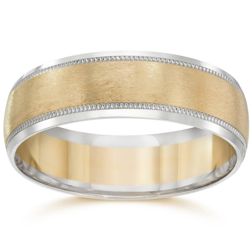 Mens Two Tone 14K Gold Wedding Band Ring – Boylerpf