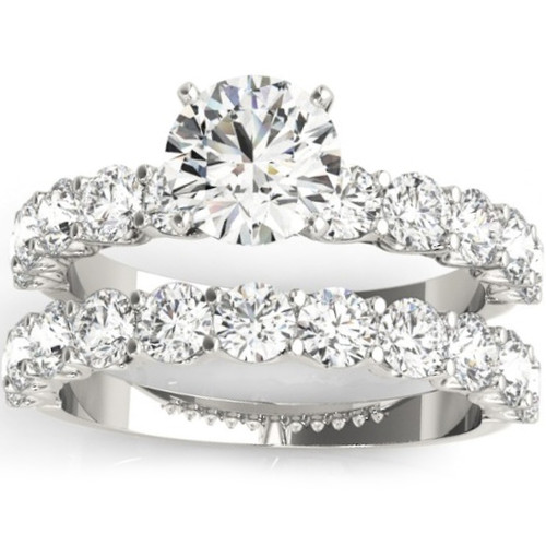 2 1/2 Ct Diamond Round Cut Engagement Ring Matching Wedding Band 14k ...