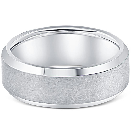 Titanium mens comfort fit brushed beveled wedding band 7mm from Pompeii3
