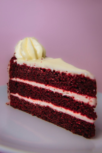 Red Velvet Cake Slice with Whip Cream