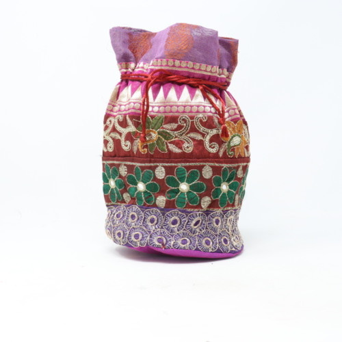 Embroidered Pouch (Purple Bottom)