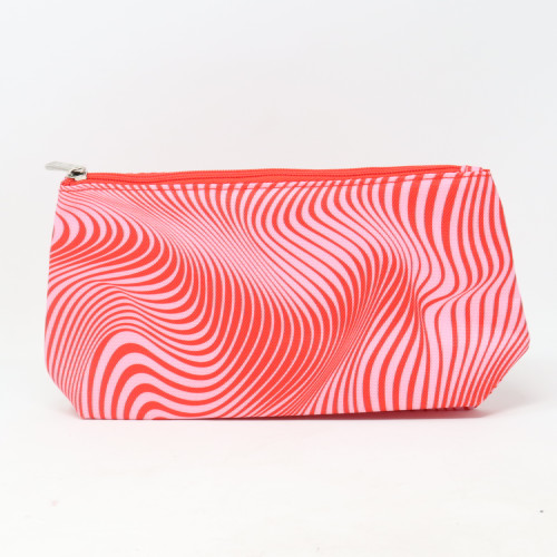 Pink And Red Swirl Print Cosmetic Bag