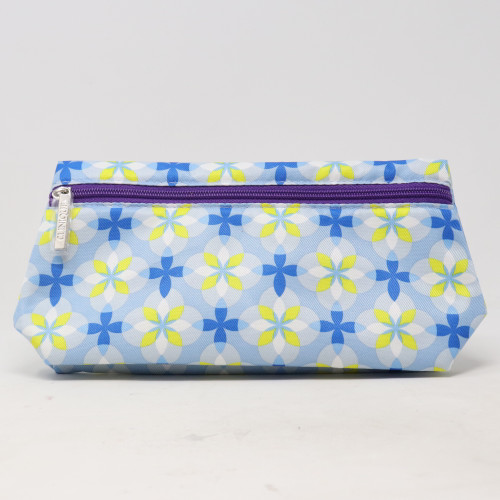 Blue Flower Print Cosmetic Bag