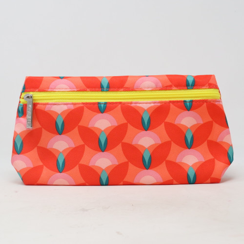 Orange/Pink Printed Cosmetic Bag
