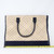 Woven Cream And Navy Blue Tote Bag